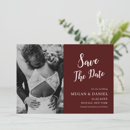 Bourgogne | Mariage Enregistrer la date Invitation (Debout devant)