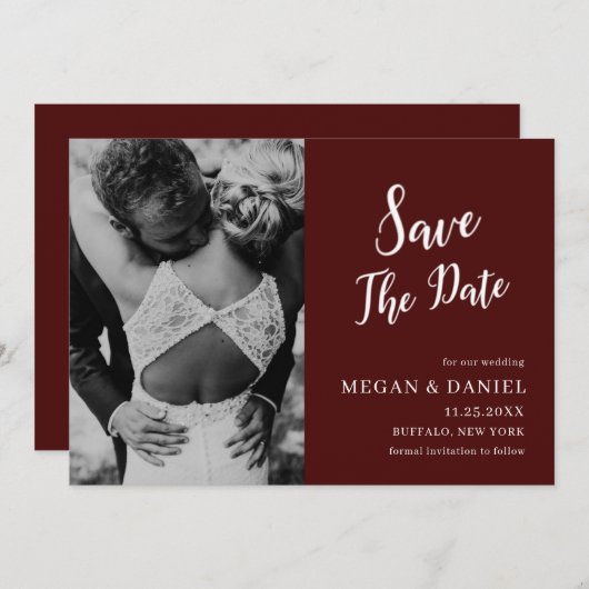 Bourgogne | Mariage Enregistrer la date Invitation (Devant / Derrière)