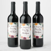 Bourgogne Mariage Floral or du Étiquette de vin (Bouteilles)