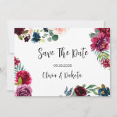 Bourgogne Marine Blush Peony Enregistrer Les Carte (Devant)