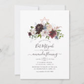 Bourgogne, marine en Blush Bat Mitzvah Kaart (Voorkant)