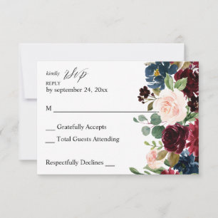 Bourgogne & Marine, Pink Floral no Meal Carte RSVP