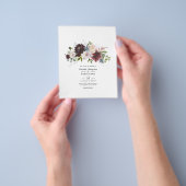 Bourgogne, marineslag en blush Floral Wedding Flyer (Hand)