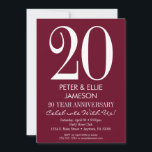 Bourgogne Maron Invitations pour l'anniversaire mo<br><div class="desc">Une invitation simple et moderne à l'anniversaire bordeaux rouge et blanc. Parfait pour les anniversaires d'étape comme les 5ème,  10ème,  15ème,  20ème,  25ème,  30ème,  35ème,  40ème,  45ème,  50ème,  55ème,  60ème ... ou n'importe quelle année !</div>