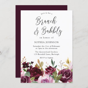 Bourgogne Maroon Brunch en bubbelbaar Vrijgezellen Kaart