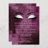 Bourgogne Maroon Make-up Wit Glitter 16e bruids Kaart (Voorkant / Achterkant)