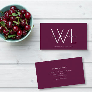 Bourgogne Maroon Monogram Modern Minimalistisch Visitekaartje