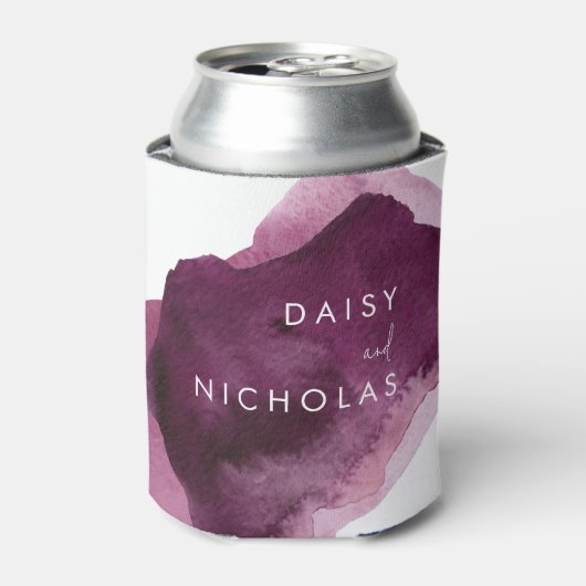 Bourgogne Maroon Waterverf Bruiloft Blikjeskoeler (Blikje Voorkant)