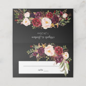 Bourgogne Marsala Bloemen - Zwart (Buitenkant ongevouwen)