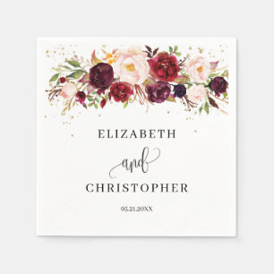 Bourgogne Marsala Boho Bloemenservetten Blush Red Servet