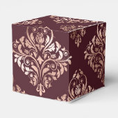 Bourgogne - Marsala en Roos Gold Damask Wedding Bedankdoosjes (Achterkant)