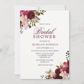 Bourgogne Marsala Floral Bridal Show Invitation (Devant)