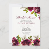 Bourgogne Marsala Floral Bridal Show Invitation (Devant)