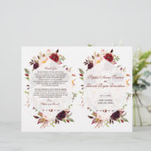 Bourgogne Marsala Floral Programme de mariage géom (Debout devant)