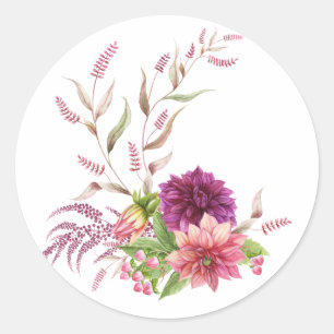 Bourgogne - Marsala Floral Ronde Sticker