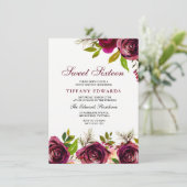 Bourgogne Marsala Floral Sweet 16 Invitation (Debout devant)