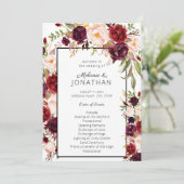Bourgogne Marsala Floral Wedding Programme Blanc (Debout devant)