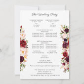 Bourgogne Marsala Floral Wedding Programme Blanc V (Dos)