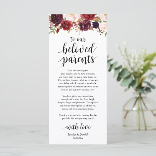 Bourgogne Marsala, plaats instelling Dank u kaart (Staand voorkant)