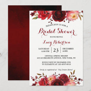 Bourgogne Marsala Red Roses Floral Vrijgezellenfee Kaart