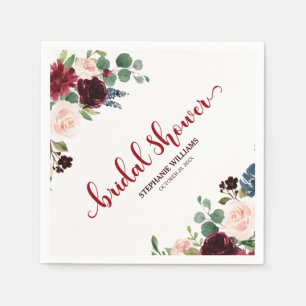 Bourgogne Marsala Rode Marine Bloemen Vrijgezellen Servetten
