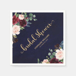 Bourgogne Marsala Rode Marine Bloemen Vrijgezellen Servetten