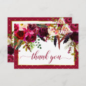 Bourgogne Marsala Rustique Floral Chic Merci (Devant / Derrière)
