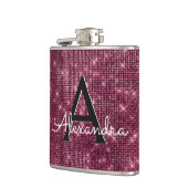 Bourgogne Marsala Sparkle Monogram & Initiaal Heupfles (Links)
