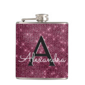 Bourgogne Marsala Sparkle Monogram & Initiaal Heupfles (Voorkant)