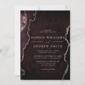 Bourgogne & Mauve Gold Faire-part de mariage moder (Devant)