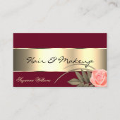 Bourgogne met Gold Decor en Cute Roos Flower Visitekaartje (Voorkant)