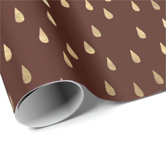 Bourgogne, met Gold Raindrops. Cadeaupapier (Rol Hoek)