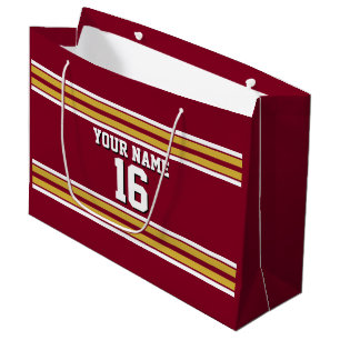 Bourgogne met Gold White Stripes Team Jersey Large Cadeautasje