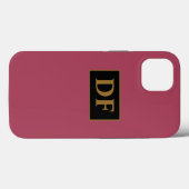 Bourgogne met gouden Initialen Case-Mate iPhone Case (Achterkant (horizontaal))