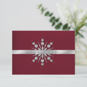 Bourgogne met Snowflakes Winter Weddenschap RSVP (Staand voorkant)