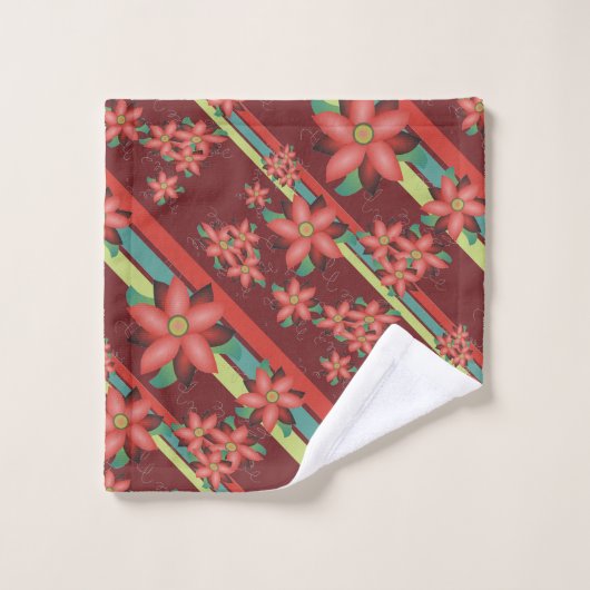 Bourgogne met turquoise bad handdoek (Wasdoekje)