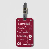 Bourgogne met witte bloemen, Gepersonaliseerd Bagagelabel (Voorkant (verticaal))