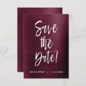 Bourgogne métallique Enregistrer la date Carte Mar (Devant / Derrière)