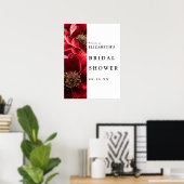 Bourgogne Moderne Floral Fête des mariées Affiche  (Bureau à domicile)