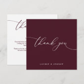 Bourgogne moderne minimaliste Carte de remerciemen (Devant / Derrière)