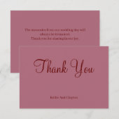 Bourgogne Moderne Minimaliste Mariage Merci Cartes (Devant / Derrière)