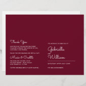 Bourgogne Moderne Minimaliste Programme de Mariage (Devant / Derrière)