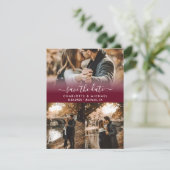 Bourgogne Moderne Trouwfoto Sla de datumkaarten op Aankondiging (Staand voorkant)