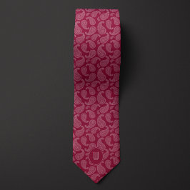 Bourgogne monochroom monogram Paisley Stropdas