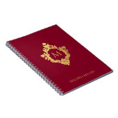 Bourgogne Monogram Faux Gold Crest Naam Notitieboek (Rechterzijde)