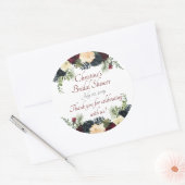 Bourgogne, Navy Bloemen Stickers - Dank u (Envelop)