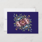 Bourgogne Navy Blush Peony Wedding RSVP Kaartje (Achterkant)