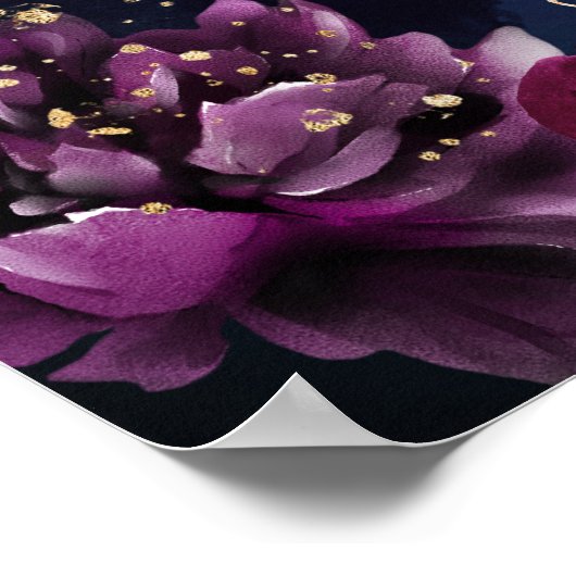 Bourgogne Navy Bruiloft Poster Blank 40 x 30" (Hoek)