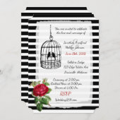 Bourgogne Noir Blanc Birdcage Mariage Invitations (Devant / Derrière)