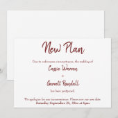 Bourgogne Nouveau Mariage Date Faire-part (Devant / Derrière)